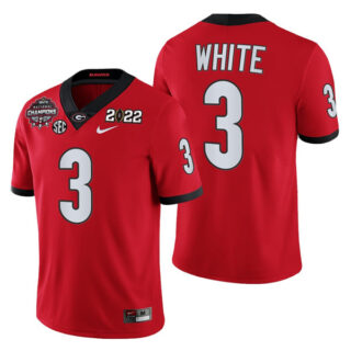 Men's Georgia Bulldogs #3 Zamir White 2021 22 CFP National Champions Red College Football Stitched Jersey