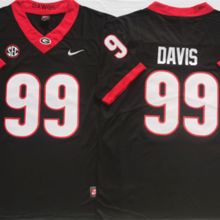 Men's Georgia Bulldogs #99 DAVIS Black College Football Stitched Jersey