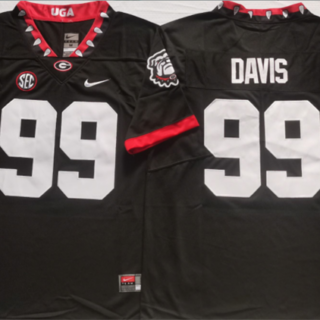 Men's Georgia Bulldogs #99 DAVIS Black College Football Stitched Jerseys