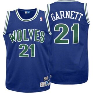 Men's Minnesota Timberwolves #21 Kevin Garnett Authentic Blue Throwback NBA Jersey