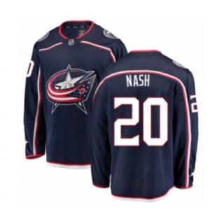 Men's Columbus Blue Jackets #20 Riley Nash Authentic Navy Blue Home Fanatics Branded Breakaway NHL Jersey