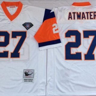Men's Denver Broncos 27 Steve Atwater White M&N Throwback Jersey