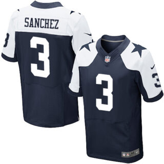 Men's Elite #3 Mark Sanchez Navy Blue Jersey Alternate Dallas Cowboys Throwback
