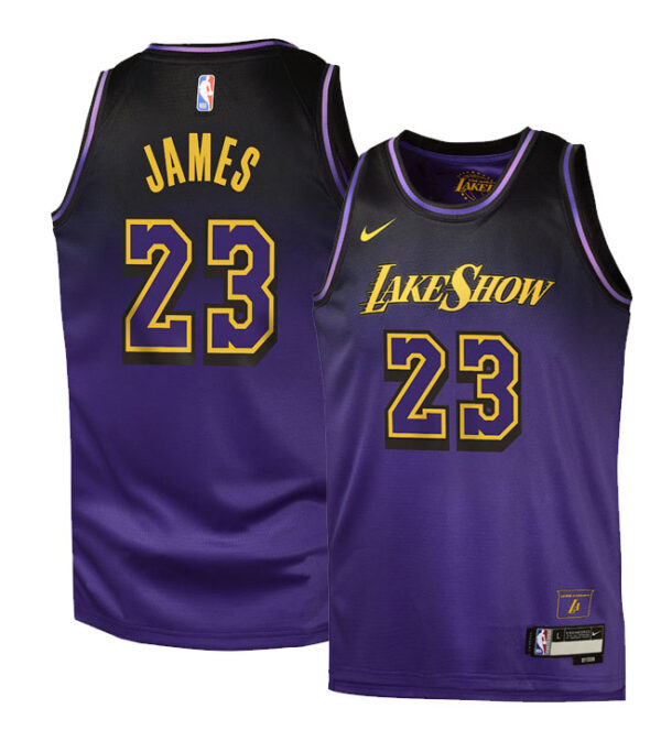 Men's Los Angeles Lakers #23 LeBron James Purple Jersey-City Edition