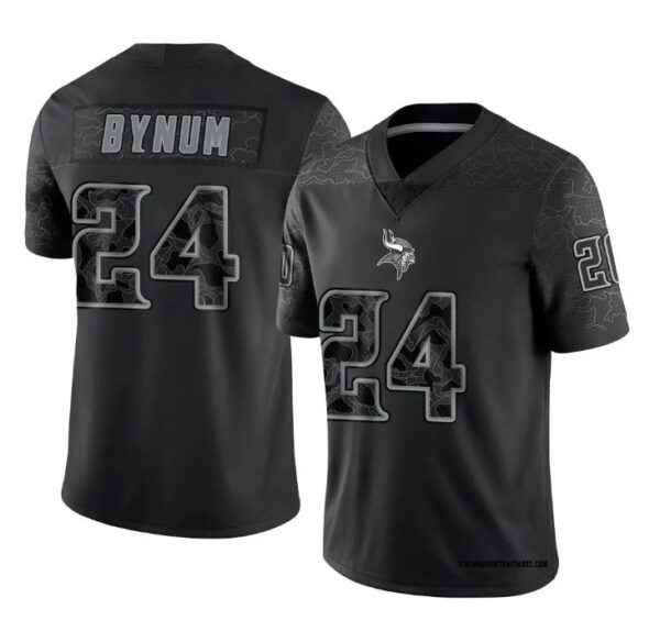 Men's Minnesota Vikings #24 Camryn Bynum Black Limited Reflective Jerseys
