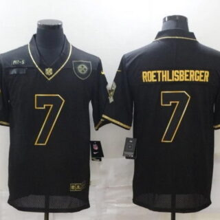 Men's Pittsburgh Steelers #7 Ben Roethlisberger Black Gold 2020 Salute To Service Stitched Nfl Nike Limited Jersey