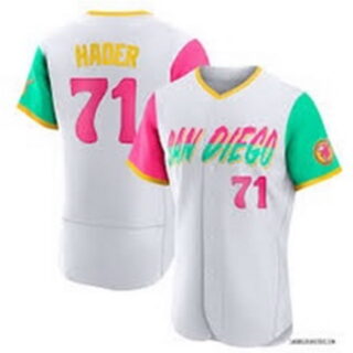 Men's San Diego Padres #71 HADER 2022 White City Connect Flex Base Stitched Baseball Jersey