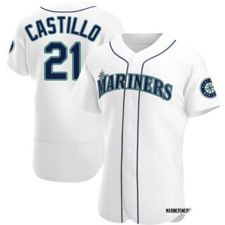 Men's Seattle Mariners #21 Luis Castillo Authentic White Alternate Jerseys