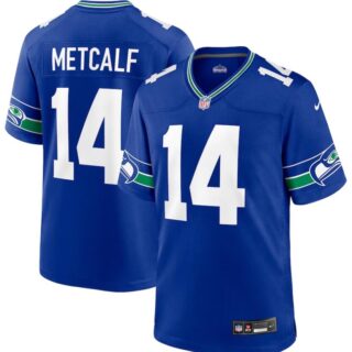 Men's Seattle Seahawks DK Metcalf #14 Royal Throwback Player Jerseys