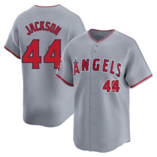 Men's Los Angeles #44 Angels Reggie Jackson Gray Away Jersey Limited