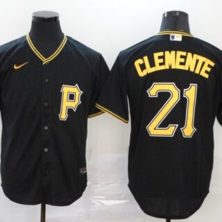 Men's Pittsburgh Pirates #21 Roberto Clemente Black Cool Baseball Stitched Jersey