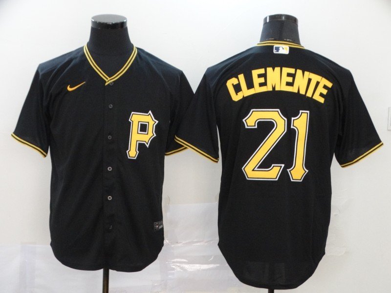 Men's Pittsburgh Pirates #21 Roberto Clemente Black Cool Baseball Stitched Jersey