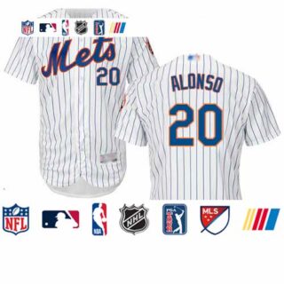 Mets #20 Pete Alonso White(Blue Strip) Flexbase Authentic Collection Stitched Baseball Jersey