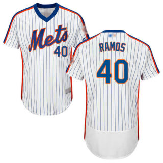 Mets #40 Wilson Ramos White(Blue Strip) Flexbase Authentic Collection Alternate Stitched Baseball Jersey