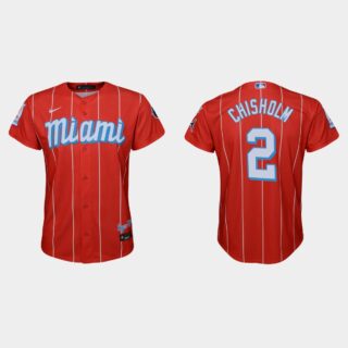 Miami Marlins #2 Jazz Chisholm Youth Nike 2021 City Connect Authentic MLB Jersey Red