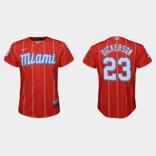 Miami Marlins #23 Corey Dickerson Youth Nike 2021 City Connect Authentic MLB Jersey Red