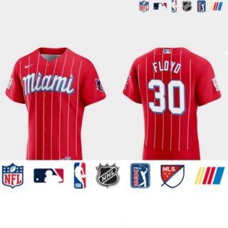 Miami Marlins #30 Cliff Floyd Men's Nike 2021 City Connect Authentic MLB Jersey Red