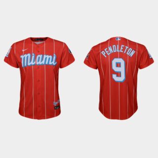 Miami Marlins #9 Terry Pendleton Youth Nike 2021 City Connect Authentic MLB Jersey Red