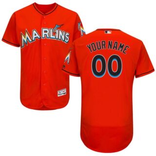 Miami Marlins Orange Men's Customized Flexbase Jersey