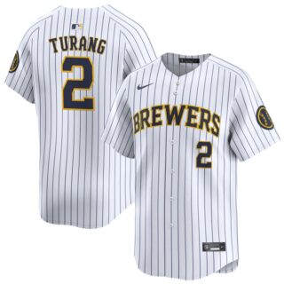 Milwaukee Brewers #2 Brice Turang Alternate Limited White Jersey