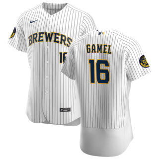 Milwaukee Brewers #16 Ben Gamel Men's Nike White Home 2020 Authentic Player MLB Jersey