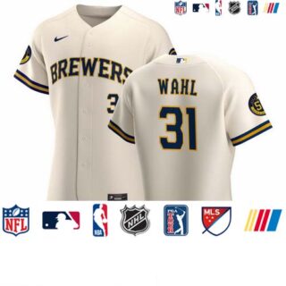 Milwaukee Brewers #31 Bobby Wahl Men's Nike Cream Home 2020 Authentic Player MLB Jersey