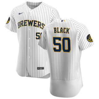 Milwaukee Brewers #50 Ray Black Men's Nike White Home 2020 Authentic Player MLB Jersey