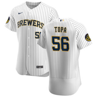 Milwaukee Brewers #56 Justin Topa Men's Nike White Home 2020 Authentic Player MLB Jersey