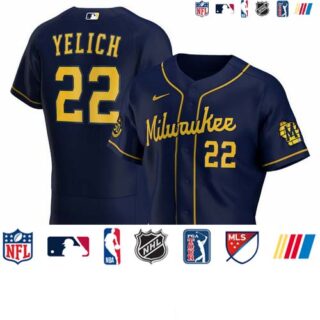 Milwaukee Brewers Christian Yelich Men's Nike Navy Alternate 2020 Authentic Player MLB Jersey