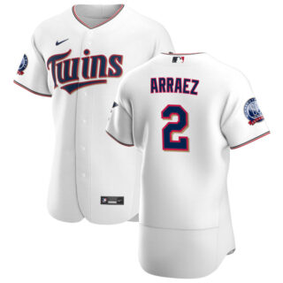 Minnesota Twins #2 Luis Arraez Men's Nike White Home 2020 60th Season Authentic Team MLB Jersey