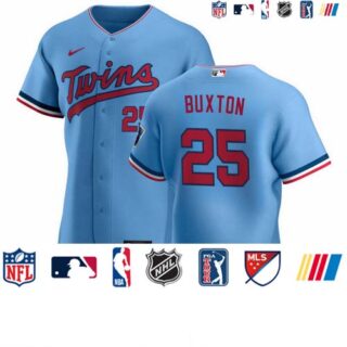 Minnesota Twins #25 Byron Buxton Men's Nike Light Blue Alternate 2020 Authentic Team MLB Jersey