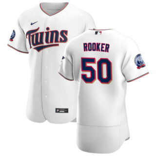 Minnesota Twins #50 Brent Rooker Men's Nike White Home 2020 60th Season Authentic Team MLB Jersey