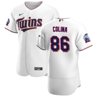 Minnesota Twins #86 Edwar Colina Men's Nike White Home 2020 60th Season Authentic Team MLB Jersey