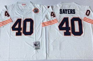 Mitchell&Ness Bears #40 Gale Sayers Throwback Men's White Throwback Stitched NFL Jerseys