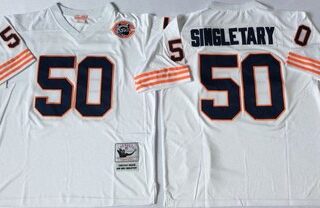 Mitchell&Ness Bears #50 Mike Singletary White Throwback Stitched NFL Jerseys