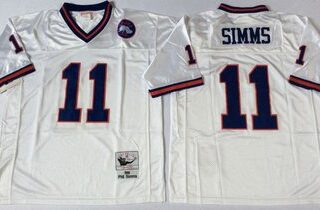 Mitchell&Ness giants #11 Phil Simms white Throwback Stitched NFL Jerseys