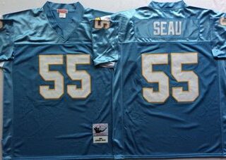 Mitchell And Ness 1994 Chargers #55 Junior Seau Blue Throwback Stitched NFL Jersey