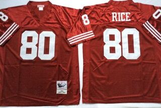 Mitchell And Ness 49ers #80 Jerry Rice red Men's Throwback Stitched NFL Jersey