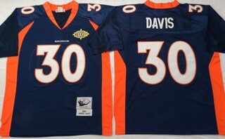 Mitchell And Ness Broncos # 30 terrell davis blue orange Throwback Stitched NFL Jersey