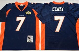 Mitchell And Ness Broncos #7 john elway blue orange Throwback Stitched NFL Jersey