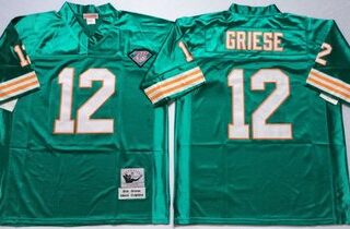 Mitchell And Ness Dolphins #12 bob griese green Throwback Stitched NFL Jersey