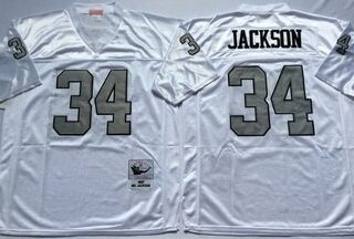 Mitchell And Ness Raiders #34 Bo Jackson White Throwback Stitched NFL Jersey