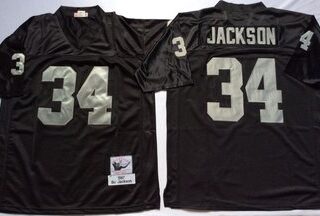 Mitchell And Ness Raiders #34 Bo Jackson balck Throwback Stitched NFL Jersey