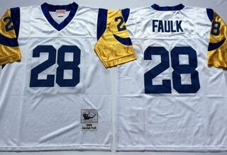 Mitchell And Ness Rams #28 marshall faulk white Throwback Stitched NFL Jersey