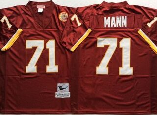 Mitchell And Ness Redskins #71 MANN Red Throwback Stitched NFL Jersey