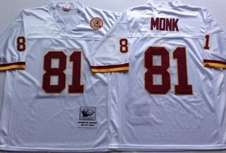 Mitchell And Ness Redskins #81 Art Monk white Throwback Stitched NFL Jersey