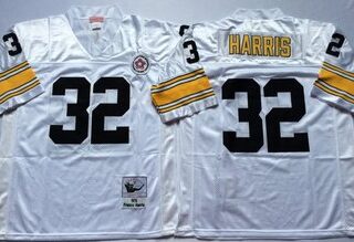 Mitchell And Ness Steelers #32 Franco Harris white Throwback Stitched NFL Jersey