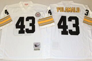 Mitchell And Ness Steelers #43 Troy Polamalu white Throwback Stitched NFL Jersey