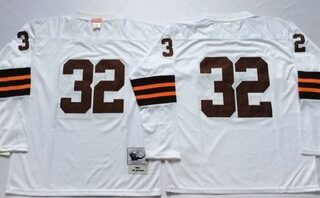 Mitchell And Ness browns #32 Jim Brown white Throwback Stitched NFL Jersey