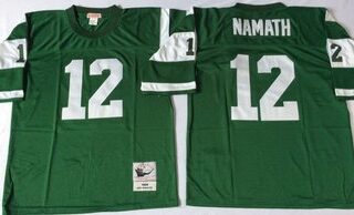 Mitchell And Ness jets #12 Joe Namath green Throwback Stitched NFL Jerseys
